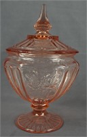 Mayfair Open Rose Footed Candy Dish with Lid