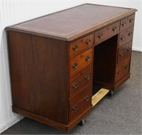 Vintage Mahogany Leather Top Desk