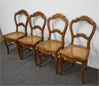 4 French Shield Back Cane Seat Dining Chairs