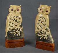 Water Buffalo Hand Carve Owl Sculptures