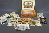 Antique Cuban Crest Cigar Box and Post Cards