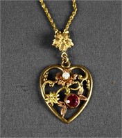 10k Gold Chain and Heart Pendant Necklace