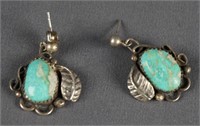 Southwest Silver and Turquoise Pierce Earrings