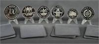 6 Sterling Silver Franklin Mint Casino Game Tokens