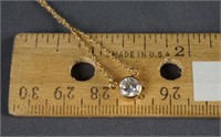14k Gold Chain and CZ Pendant Necklace