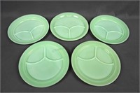 5 Vintage Fire King Jadeite Grill Plates