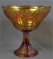 Harvest Iridescent Gold Carnival Glass Footed Bowl