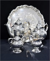 7 pcs Vtg Birks Silver Plate Tea Set