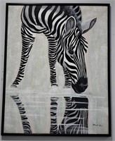 Large Original Oil On Canvas Zebra Painting