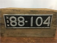 Embossed old 5 digit NSW Number Plate
