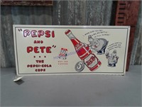 Pepsi and Pete tin sign
