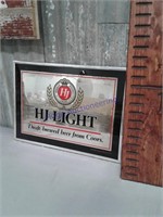 HJ Light beer framed mirror