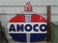 Amoco w/ flame porcelain sign, double sided