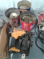 Bostitch air roofing nailer, 3 cans rolled nails