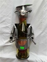 H & K Steel Sculptures Grillin' Pig Wine Caddy