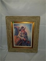 Framed Ole Cowboy Painting on Canvas by Brannen