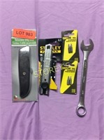 5 pc Lot - Wrench, 2 Utility Knives & 2 Packages