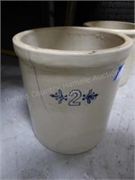 2 gal stoneware crock - cracked - buyer moves