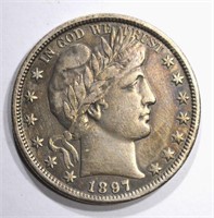 1897-O BARBER HALF DOLLAR, XF KEY COIN