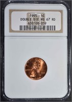 1995 LINCOLN CENT DOUBLE DIE  NGC MS 67 RED