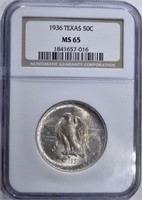 1936 TEXAS 50c NGC MS65