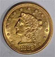 1886 $2 1/2 GOLD LIBERTY HEAD  BU