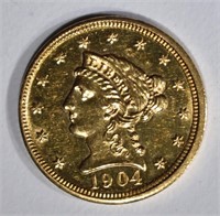 1904 $2 1/2 GOLD LIBERTY HEAD  GEM BU PL