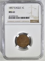 1857 FLYING EAGLE CENT NGC MS61