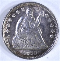 1859-O SEATED HALF DIME, AU/BU clashed dies