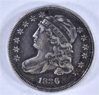 1836 CAPPED BUST DIME, XF+