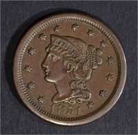 1851 LARGE CENT, CHOICE XF