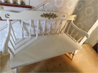 Fruit decal deacon's ivory bench, 47" long