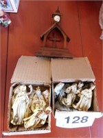 Wolin Japan nativity set - wooden church clock