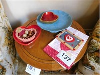 Valentine's: dish towel - heart - blue cake