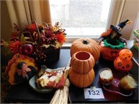 Fall: pumpkins - candles - dish towel - turkey -