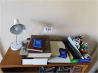 Office supplies: goose neck lamp - paper - ruler