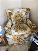 Floral upholstered reading chair