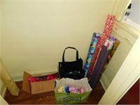 Closet of wrapping paper - bows - gift bags -