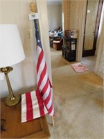 American flag on pole, 62" tall - 3x5 ft.