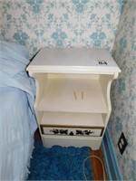 White fruit motif bedside table w/ one drawer,