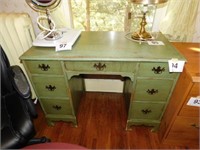 Green study desk, 6 side drawers, 1 center, 39