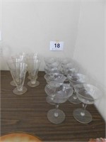 Clear wine goblets, 6 w/ etched grape design