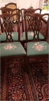 Set of Four Dinning Chairs with Needlepoint Seats