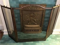 Antique Brass Fireplace Screen