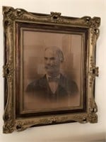 Antique Framed Black and White Photo of Man