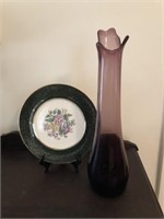 Purple Vase and Decorative Plate