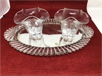 Glass Mirrored tray with decorative cups