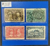 1908 Canada Stamps #96 to #99 -Used 1/2 to 5 Cents