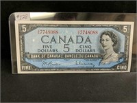 1954 Canada $5.00 AU+ High Grade