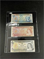 Canada 1979 $5.00, 1974 $2.00 & 1973 $1.00